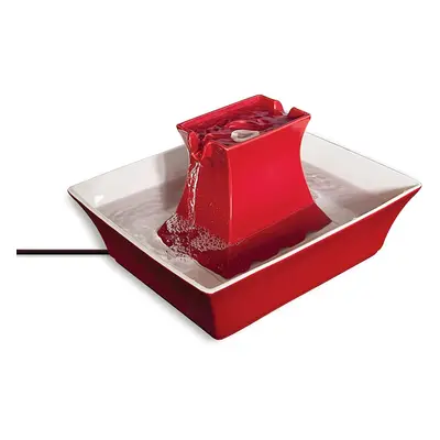 PetSafe Drinkwell Ceramic Pagoda Fountain, L, Red Drinking Fountain for Cats and Dogs, Dual Wate