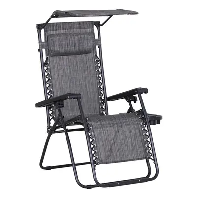 Outsunny Zero Gravity Chair Adjustable Patio Lounge w/ Cup Holder Light Grey