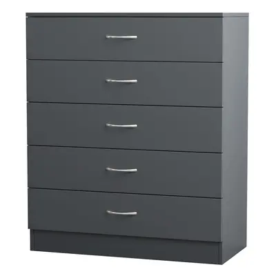 (5 Drawer-With Metal Handles, Grey) NRG Chest of Drawers With Metal Handles Bedroom Furniture St