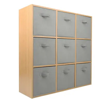 (9 Grey Drawers) Charles Jacobs Oak Cube Open Book Shelf Storage