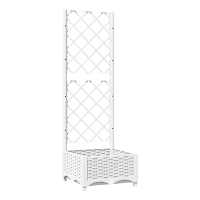 (white, x x 121.5 cm) vidaXL Garden Planter with Trellis PP Outdoor Raised Bed Flower Pot Plante