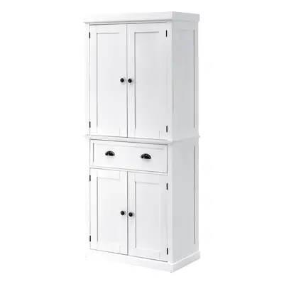 HOMCOM Freestanding Kitchen Pantry Cupboard Storage Cabinet with Doors White