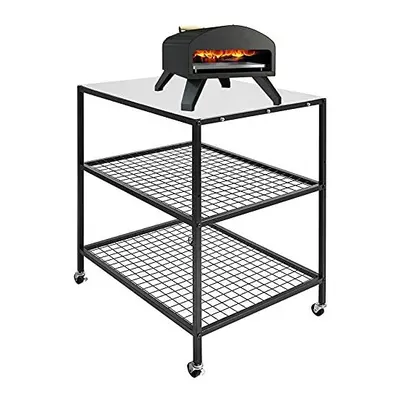 Outdoor Pizza Oven and BBQ Table with Wheels for Ooni Dallonda Nero Fresh Grills