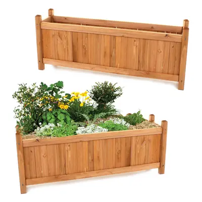 (2 x Large Rectangular Planters) GEEZY Set of Wooden Garden Planters Flower Plant Pot Window Box