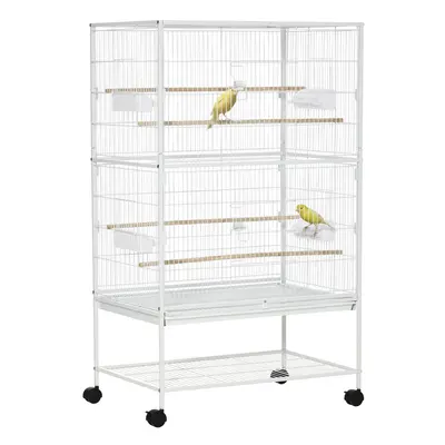 PawHut Large Bird Cage Budgie Cage for Finch Canaries Parrot with Stand White