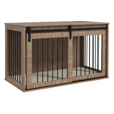 PawHut Dog Crate Furniture with Removable Cushion for Large Dogs - Brown