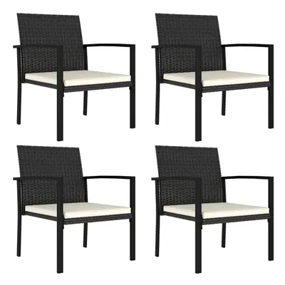 vidaXL 4x Garden Dining Chairs Poly Rattan Black Outdoor Armchair Seating