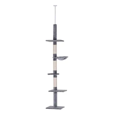 PawHut Floor to Ceiling Cat Tree for Indoor Cats 5-Tier Kitty Tower Grey