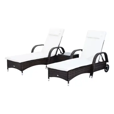 Outsunny Sun Loungers | 3-Piece Sun Lounger Set