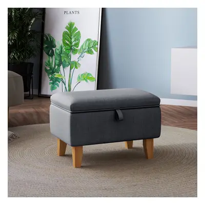 (Dark Grey) Storage Ottoman Storage Box Footstool Chair Bench