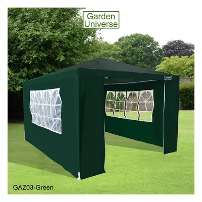 Gazebo x 4m By Garden Universe Steel Frame Marquee Canopy Party Tent Green