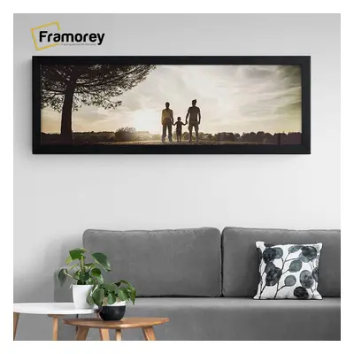 (100x50CM) Panoramic Size Black Picture Frame Wall Art Frames Flat Wooden Effect Poster Frame