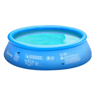 Outsunny Round Inflatable Swimming Pool Family-Sized Blow Up Pool 274x76cm Blue