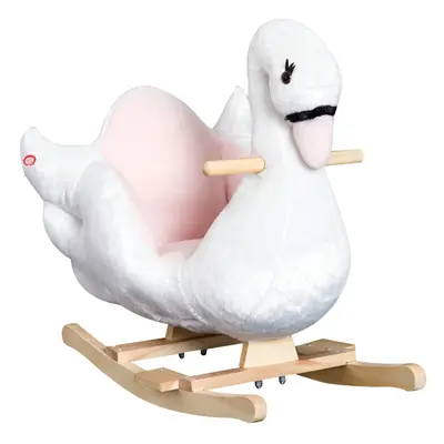 HOMCOM Kids Rocking Horse Ride On Swan Toy w/ Music Safety Seat for Toddler