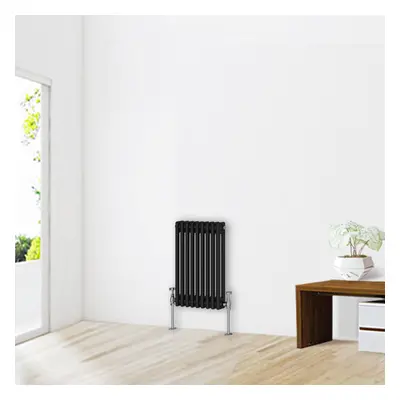 (600 x 425mm-2 Column) NRG Traditional Black Horizontal Vertical Bathroom Cast Iron Radiator