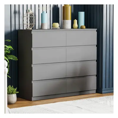 (Grey) Denver Drawer Chest Wide Bedroom Garment Storage