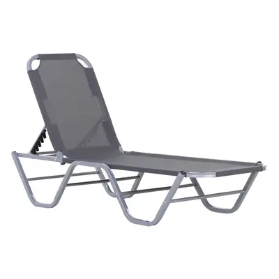 Outsunny Sun Lounger Relaxer Recliner with 5-Position Adjustable Backrest Silver