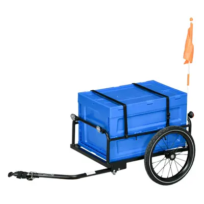 HOMCOM Bicycle Trailer with 65L Foldable Storage Box and Pneumatic Tyres, Blue