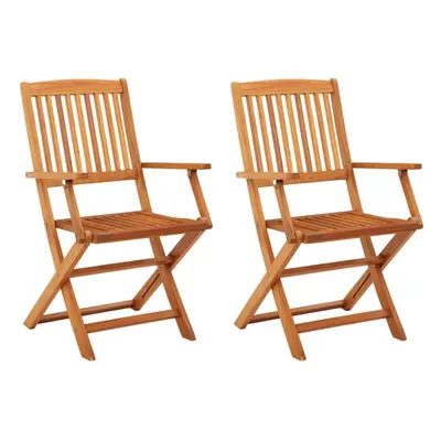 vidaXL 2x Folding Garden Chairs Solid Eucalyptus Wood Wooden Dining Chair