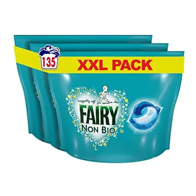 Fairy Non-Bio PODS, Washing Liquid Laundry Detergent Tablets / Capsules, Washes (45 x 3), Huggab