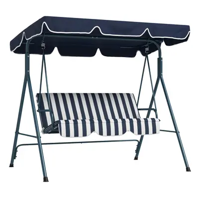 Outsunny Outdoor 3-person Porch Swing Chair with Adjustable Canopy Blue, White