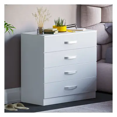 (White) Hulio Drawer Chest Bedroom Garment Storage Gloss