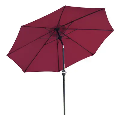 Outsunny 2.7M Patio Umbrella Outdoor Sunshade Canopy w/ Tilt and Crank Wine Red