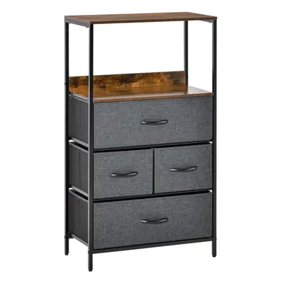 HOMCOM Drawer Storage Chest Unit Home w/ Shelves Home Living Bedroom Black