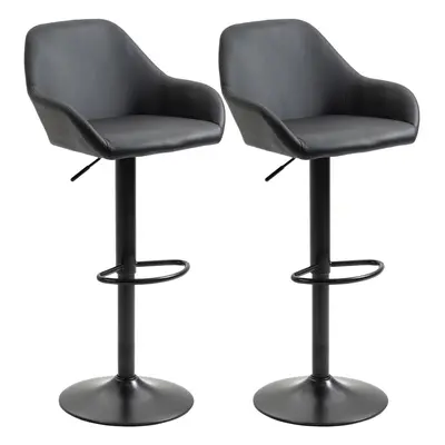 HOMCOM Adjustable Bar Stools Set of 2, Swivel Barstool W/ Footrest Black