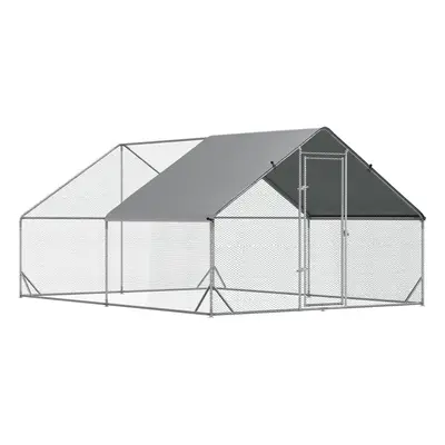 PawHut Walk In Chicken Run Large Galvanized Chicken Coop w/ Cover x x 2m