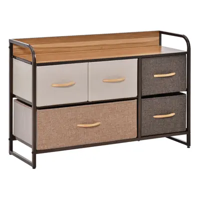 Drawer Dresser Tower Unit Clothes Storage Organizer with Wood Top, Steel Frame