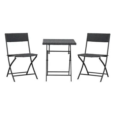 Outsunny 3PC Bistro Set Rattan Furniture Garden Folding Chair Table Brown