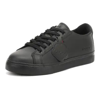 (UK 5) Kickers Youth Black Leather Tovni Lacer Trainers