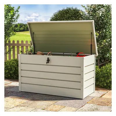 350L White Steel Lockable Waterproof Garden Storage Box