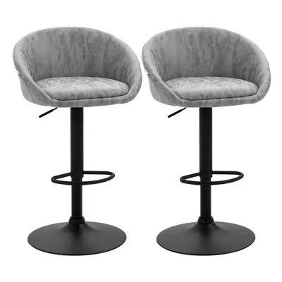 HOMCOM Modern Swivel Bar Stools Set of with Adjustable Height, Light Grey