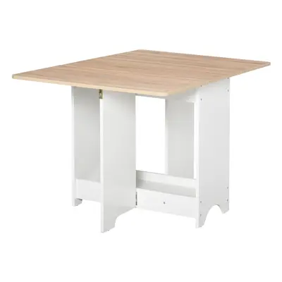 HOMCOM Drop-Leaf Dining Table Folding Desk Bar Table with Storage Shelf