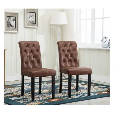 (Brown) MCC2 x Dining Chairs Lined Fabric Chairs, Solid Wooden Legs home & restaurants