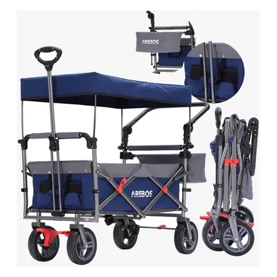 AREBOS Handcart Premium Foldable with Roof | Transport Trolley | Up to kg | Front and Rear Brake