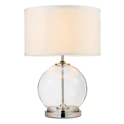 Litecraft Rhonda Table Lamp Large Globe Base With White Shade - Chrome