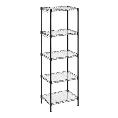 Kitchen Shelf 5Tier Wire Shelving Unit Narrow Storage Rack with Hooks Bathroom Shelf with PP She