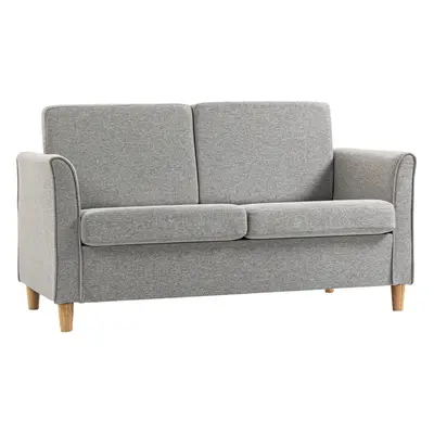 HOMCOM Double Seat Sofa Linen Upholstery Loveseat Couch w/ Armrests, Light Grey