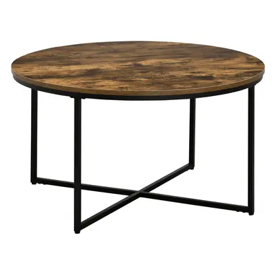 HOMCOM Coffee Table Industrial Round Side Table w/ Metal Frame for Living Room