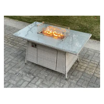 Fimous Rattan Fire Pit Table Gas Heater Burner Garden Furniture Patio