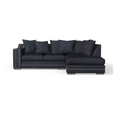 (Right Hand, Charcoal) Luxury Cruise Corner Sofa- Studded Arms