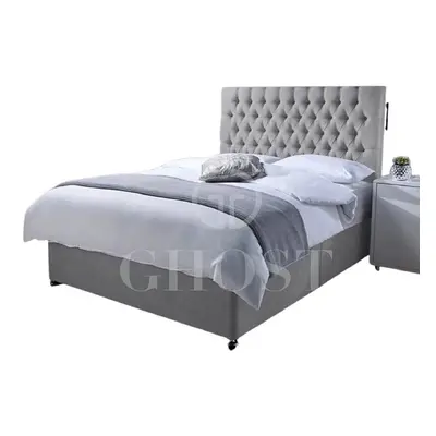 (4ft6 Double (135 x cm), Silver) ORTHOPAEDIC DIVAN BED SET WITH MATTRESS &HEADBOARD