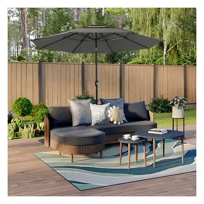 3m No Base Parasol Tier Garden Patio Umbrella Sun Shade with Push button Tilting and Easy Crank