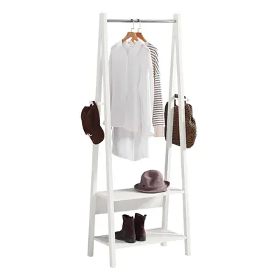 SoBuyÂ® FRG59-W, Clothes Rail Stand Coat Rack with Two Storage Shelves