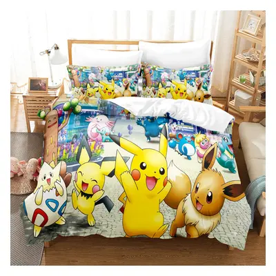 (17, Double(200x200cm)) PokÃ©mon Bed three piece set four piece set uk size duvet cover pillowca