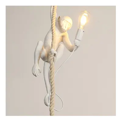 (White d) Nordic Hemp Rope Monkey Lamp Pendant Lamp Creative Cafe Industrial Style Chandelier An