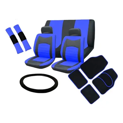 (Blue) Seat Cover Set To Fit Volkswagen Lupo With Mats And Wheel Glove